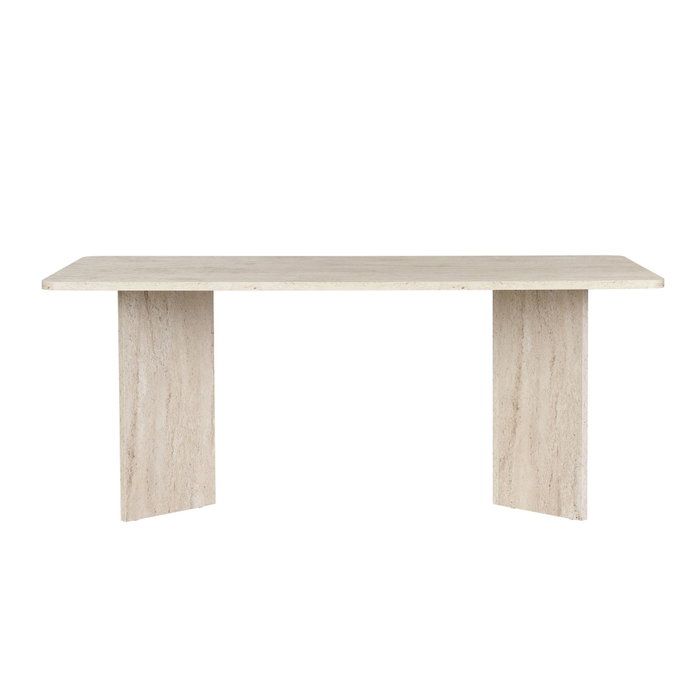Hanah Home - Mesa de Comedor Travertino, 180x90x75 cm, Color Beige/Mármol, Tablero de Melamina, Capacidad 70 kg